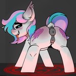 anatomically_correct anatomically_correct_genitalia anus black_sclera cutie_mark equine_anus female feral genitals hair looking_at_viewer looking_back multicolored_hair multicolored_tail presenting puffy_anus pussy solo summoning_circle tail tongue tongue_out white_body themimicartist hasbro my_little_pony fan_character bat_pony equid equine horse mammal pony succubus 1:1 absurd_res hi_res