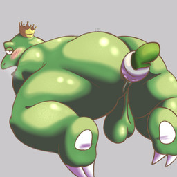 anal anal_fluids anal_penetration anthro backsack balls blush bodily_fluids butt clothed clothing crown crown_only feet food food_fetish food_in_ass food_insertion food_play genitals headgear headgear_only improvised_sex_toy jewelry male mostly_nude necklace nude overweight overweight_anthro overweight_male partially_clothed penetration plant presenting presenting_hindquarters radish soles solo vegetable phillbeep_beepbop mario_bros nintendo wart_(mario) amphibian frog 1:1 hi_res