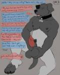 2018 4:5 animal_genitalia animal_penis anthro balls big_balls black_body black_fur canid canine canine_genitalia canine_penis canine_penis_with_foreskin canis cellphone collar comic curse dialogue digital_media_(artwork) domestic_dog electronics english_text erection flaccid foreskin fur genitals greeting hi_res holding_balls humanoid_genitalia humanoid_penis knoty_dog_(koorivlf) koorivlf magic male mammal masturbation nipples nude offscreen_character open_mouth pawpads paws penile penile_masturbation penis phone profanity solo speech_bubble teeth text thief transformation transformation_by_stealing verbal_reaction_to_tf