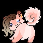 blue_eyes brown_hair butt chibi ear_piercing female feral fluffy fluffy_tail fur hair heart_(marking) heart_symbol highlights_(coloring) humor long_hair looking_at_viewer looking_back markings monobutt noseless owo parted_hair piercing pink_body pink_fur shaking_butt smile solo tail taunting toony wavy_hair imreer charlotte_genevieve canid canine canis domestic_dog mammal nordic_sled_dog samoyed spitz 1:1 2024 animated colored digital_media_(artwork) loop low_res meme pixel_(artwork) pixel_animation short_playtime