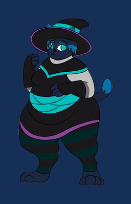 anthro blue_body blue_eyes blue_fur clothed clothing female fur hat headgear headwear legwear overweight overweight_anthro overweight_female simple_background solo transparent_background witch_hat bunnynoah crayola_scoot katya_(crayola_scoot) domestic_cat felid feline felis mammal 2018 9:14 aliasing alpha_channel digital_media_(artwork) hi_res