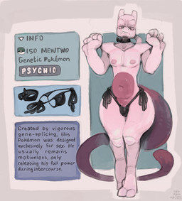 balls bow_accessory bow_tie bulge clothed clothing crossdressing detailed_bulge femboy genital_outline genitals long_tail male nipples penis penis_base penis_outline pokedex pokedex_entry pouting pouting_lips pouty pouty_lip purple_penis skimpy skimpy_bottomwear tail thick_thighs wide_hips halo-pano nintendo pokemon generation_1_pokemon legendary_pokemon mewtwo pokemon_(species) hi_res