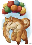 anthro balloon balls biceps big_muscles blush casual_nudity deltoids feet foreskin frown genitals humanoid_genitalia humanoid_hands humanoid_penis inflatable male muscular muscular_male navel nude pecs penis quads simple_background solo unimpressed naruever canid canine canis domestic_dog mammal shiba_inu spitz