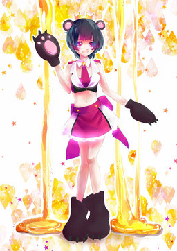 black_hair crown female food hair headgear honey_(food) jewelry necklace necktie paw_shoes pink_eyes solo tan_body tan_skin hiiro yuri_kuma_arashi yurishiro_ginko animal_humanoid bear human humanoid mammal mammal_humanoid ursid_humanoid ursine ursine_humanoid 2015 digital_drawing_(artwork) digital_media_(artwork)