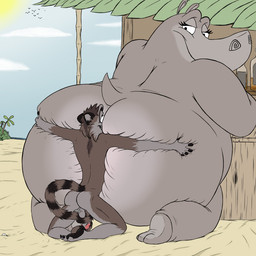 anthro balls bar beach big_butt body_worship butt butt_worship duo face_in_ass female genitals hand_on_butt hug huge_butt hugging_another hugging_butt humanoid_genitalia humanoid_penis looking_at_another looking_back looking_back_at_another male male/female markings palm_tree penis plant rear_view ring_(marking) ringed_tail sand sea smile striped_markings striped_tail stripes tail tail_markings toony tree water sparkle_cat dreamworks madagascar_(series) alucarda_(cherylthehunter72) gloria_(madagascar) common_hippopotamus hippopotamid mammal procyonid raccoon 1:1 digital_media_(artwork)