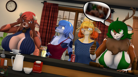 anthro antlers beer_bottle big_breasts bottle breasts cleavage clothed clothing container drunk female group horn huge_breasts inside internal_screaming mature_female neck_tuft revamped_anthros slightly_chubby slightly_chubby_female speech_bubble substance_intoxication tuft donglysfm fireberry_(donglysfm) freya_(donglysfm) heidi_(donglysfm) tea_tree_(donglysfm) bovid bovine cattle deer mammal 16:9 3d_(artwork) 4k absurd_res digital_media_(artwork) hi_res source_filmmaker_(artwork) widescreen daughter_(lore) mother_(lore) mother_and_child_(lore) mother_and_daughter_(lore) parent_(lore) parent_and_child_(lore) parent_and_daughter_(lore)