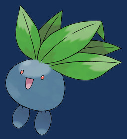 ambiguous_gender blue_body front_view head_leaf noseless open_mouth open_smile red_eyes round_body simple_background smile solo transparent_background ken_sugimori nintendo pokemon generation_1_pokemon oddish pokemon_(species) alpha_channel full-length_portrait official_art portrait