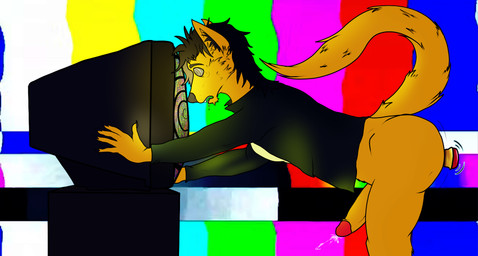anal anal_penetration buttplug buttplug_in_ass buttplug_insertion buttplug_vibrator clothed clothing crt_monitor ejaculation genitals hands-free hypnosis hypnotic_screen male mind_control object_in_ass orgasm pantsless pantsless_anthro penetration penis plug_(sex_toy) plug_insertion raised_tail sex_toy sex_toy_in_ass sex_toy_insertion spiral spiral_eyes submissive submissive_male tail vibrator vibrator_in_ass caine_latrans_(artist) hypnovember hypnovember2025 caine_latrans canid canine canis coyote mammal hi_res