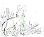 alternate_species ambiguous_feral ambiguous_gender eyes_closed facial_markings feral fluffy fluffy_tail forehead_markings fur green_body green_ears green_fur green_tail halo head_markings markings outside quadruped ruins side_view solo standing tail rwdz rain_world videocult saint_(rain_world) canid canine mammal 2024 digital_drawing_(artwork) digital_media_(artwork) full-length_portrait portrait sketch