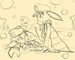 accessory anthro beach bubble cliff clothing conductor dialogue duo hat headgear headwear male outside sea seaside text water sketchygarden nintendo pokemon pokemon_legends_arceus emmet_(pokemon) ingo_(pokemon) generation_8_pokemon hisuian_form hisuian_sneasel pokemon_(species) regional_form_(pokemon) english_text hi_res sketch