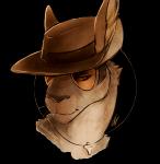 alpha_channel anthro beastsoul clothing ears_up eyewear glasses hat headgear headshot_portrait headwear kangaroo macropod mammal marsupial portrait simple_background slouch_hat sniper_(team_fortress_2) solo team_fortress_2 tinted_glasses transparent_background valve whiskers