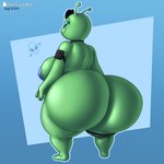 antennae_(anatomy) areola big_breasts big_butt blue_areola blue_background blue_eyes blue_sclera breasts butt female green_body huge_breasts huge_butt hyper hyper_butt simple_background solo standing_on_nothing orangejuicemann zeep_(toonsexual) alien alien_humanoid humanoid 1:1 2024 absurd_res hi_res