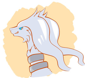 abstract_background ambiguous_gender anthro black_eyes blue_sclera fur hair looking_back looking_down simple_background smile snout solo tan_background teeth tuft white_background white_body white_fur white_hair momensarada nintendo pokemon generation_5_pokemon legendary_pokemon pokemon_(species) reshiram 2022 colored headshot_portrait hi_res portrait
