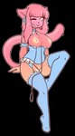 anthro areola biped blue_clothing blue_corset blue_footwear blue_legwear blue_socks blue_thigh_highs blue_thigh_socks breasts clothing corset female footwear genitals hair leash legwear lingerie nipples pink_body pink_hair pussy simple_background socks solo tail thigh_highs thigh_socks topwear transparent_background yellow_areola yellow_nipples zyira gui_(character) felid feline goo_creature mammal 2015 alpha_channel digital_media_(artwork) hi_res