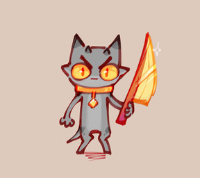 angry anthro big_eyes chibi collar eyebrows female grey_body holding_object horn knife looking_at_viewer simple_background solo tail bigmoon206 kuki kobold scalie hi_res
