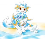 anthro arm_fins ball beach_ball blue_tail claws fin head_fin inflatable male sitting solo tail toe_claws fishy_fizz mythology aquatic_dragon dragon marine mythological_creature mythological_scalie scalie 2020