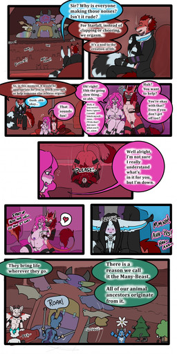 all_fours anthro audience begging blush blush_lines bottomwear breast_grab breasts chastity_cage chastity_device clothing collar cuff_(restraint) dialogue duo female genitals group hand_on_breast male male/female masturbation metal_collar muzzle_(object) muzzled on_lap pants restraints sitting_on_lap submissive submissive_male tail text topwear vulva tatsuchan18 mythology daisy_(tatsuchan18) fenrir_(tatsuchan18) mink_(tatsuchan18) canid canine canis domestic_dog felid hybrid lagomorph leporid mammal maned_wolf pinscher procyonid rabbit wolf absurd_res comic digital_media_(artwork) english_text hi_res multiple_scenes