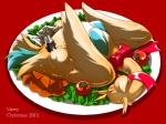 ambiguous_gender beak character_on_plate cooking cooking_with_furs eyes_closed feathered_wings feathers feet food food_dressed fruit holidays lettuce lying on_back plant plate ribbons roast roasting roleplay solo talons toes tomato turkey_frills vegetable wings unknown_artist christmas nintendo pokemon avian bird generation_5_pokemon pokemon_(species) swanna 2011 4:3