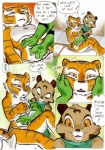 anthro better_late_than_never chinese_mountain_cat clearing_your_mind comic daigaijin dialogue dreamworks duo english_text exclamation_point eyes_closed felid feline felis female kung_fu_panda mammal massage master_tigress musical_note orange_eyes pantherine red_eyes smile student_mei_ling tail text tiger
