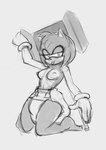 anthro breasts clothed clothing diaper diaper_fetish diaper_only female gloves hair hammer handwear holding_hammer holding_object holding_tool kneeling looking_at_viewer nipples piko_piko_hammer solo tongue tongue_out tools topless wearing_diaper zeelittleprince sega sonic_the_hedgehog_(series) amy_rose eulipotyphlan hedgehog mammal 2024 hi_res monochrome sketch