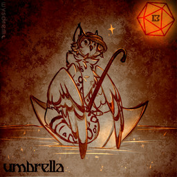 ambiguous_gender beak boat body_of_water d20 dice ears_up feral floating floating_on_water folded_wings holidays markings orange_dice solo spots spotted_markings spotted_tail tail tail_markings text umbrella vehicle water watercraft wings wysdrem halloween avian bird felid feline hybrid mammal owl 1:1 english_text hi_res