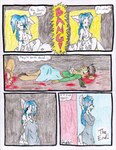 anthro aubrey_ferris blood blue_hair bodily_fluids breasts clothed clothing comic death dialogue duo english_text explosion felid female hair happy inner_monologue lion mammal mia_(aubrey_ferris) nude onomatopoeia pantherine rabid_(webcomic) red_eyes snuff sound_effects speech_bubble suicide text thought_bubble