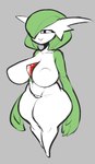 2022 4_fingers artform42nd belly big_breasts biped breasts butt closed_smile colored_sketch curled_hair curvy_figure digital_media_(artwork) exposed_breasts eyelashes female fingers front_view gardevoir generation_3_pokemon genitals green_arms green_body green_hair grey_background hair horn humanoid mouth_closed multicolored_body navel nintendo nipple_outline not_furry pokemon pokemon_(species) pupils pussy red_horn short_stack simple_background sketch smile solo standing thick_thighs two_tone_body white_body white_sclera