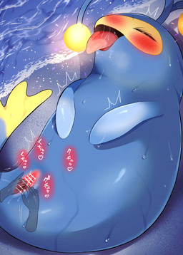 blue_body blush bodily_fluids censor_bar censored_genitalia censored_vulva dim_lighting disembodied_hand duo eyes_closed female female_feral female_fingered female_focus feral feral_fingered feral_focus fin fingering genital_fluids genitals glowing legless looking_pleasured lying night on_back onomatopoeia open_mouth saliva seaside shaking solo_focus sound_effects tail tail_fin text three-quarter_view tongue tongue_out tremble_spikes trembling vaginal_fluids vulva wet yellow_body prrrrrrmine nintendo pokemon generation_2_pokemon lanturn pokemon_(species) 2022 absurd_res censored digital_drawing_(artwork) digital_media_(artwork) hi_res shaded soft_shading