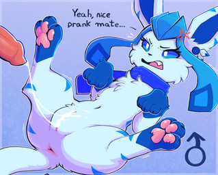 accessory after_sex after_vaginal angry animal_genitalia animal_penis anus blue_body blue_fur blue_sclera bodily_fluids canine_genitalia canine_penis chest_tuft cross-popping_vein crossgender cum cum_from_vagina cum_in_vagina cum_inside cum_string cute_fangs duo emanata eyelashes fangs feet female feral fur gender_symbol genital_fluids genitals humanoid_genitalia humanoid_genitalia_on_feral humanoid_vulva humanoid_vulva_on_feral leg_markings lying male male/female male_symbol markings mtf_crossgender navel on_back pawpads paws penis pull_out scarf simple_background socks_(marking) soles spread_legs spreading striped_body stripes symbol teeth text thick_thighs tuft unwanted_cum_inside vulva white_body white_fur wide_hips gabileafy nintendo pokemon starei_(starei) eeveelution elemental_creature felid feline generation_4_pokemon glaceon mammal pokemon_(species) shiny_pokemon english_text hi_res male_(lore)