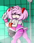 anthro big_breasts big_butt breasts butt camel_toe clothed clothing duo female fur kiss_on_lips kissing making_out pink_body pink_fur selfcest shower square_crossover sandunky sega sonic_the_hedgehog_(series) amy_rose eulipotyphlan hedgehog lagomorph mammal absurd_res hi_res