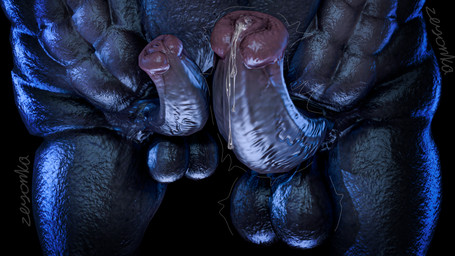 abs anthro ball_size_difference balls big_penis black_background bodily_fluids cum cum_drip cum_on_penis dripping duo erection genital_fluids genital_focus genital_shot genitals glistening glistening_body glistening_skin grey_body grey_skin huge_penis male male/male not_furry penile penis penis_focus penis_shot penis_size_difference penises_touching simple_background thick_thighs throbbing throbbing_balls throbbing_penis wide_hips zelyonka akkoarcade_(modeler) halo_(series) microsoft xbox_game_studios alien sangheili 3d_(artwork) absurd_res digital_media_(artwork) hi_res source_filmmaker_(artwork) watermark