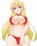 breasts camel_toe clothed clothing female hair humanoid_pointy_ears looking_at_viewer nipple_outline not_furry pointy_ears simple_background solo white_background masaki_h_t interspecies_reviewers elma_(interspecies_reviewers) elf humanoid mammal