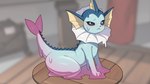 ambiguous_gender black_nose blue_body blue_face blue_head blurred_background feral inside multicolored_body pink_body solo white_body drunk_oak nintendo pokemon ditto_(pokemon) eeveelution generation_1_pokemon goo_creature pokemon_(species) vaporeon 16:9 2023 hi_res widescreen