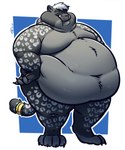 4_fingers 4_toes anthro arm_tuft belly belly_overhang belly_tuft big_cheeks big_moobs black_body black_fur chubby_cheeks claws dewlap_(anatomy) elbow_tuft emerald_(gem) extremely_obese feet finger_claws fingers fur gem gold_(metal) grey_body grey_fur grin gular_flap hair hand_on_hip jewelry looking_at_viewer love_handles male markings moobs morbidly_obese morbidly_obese_anthro morbidly_obese_male navel nude obese obese_anthro obese_male overweight overweight_anthro overweight_male pupils ring_(marking) smile solo teeth toe_claws toes toothy_grin tuft white_hair white_markings yellow_pupils tanio cephy felid mammal pantherine 5:6 hi_res