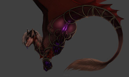 anus black_horn bound brown_body brown_scales female feral genitals horn looking_at_viewer membrane_(anatomy) membranous_wings pawpads purple_anus purple_pawpads purple_vulva scales solo vulva wings conditional_dnp ztalex mythology dragon mythological_creature mythological_scalie scalie hi_res
