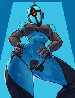 1_antenna antenna_wire anthro areola armor armor_plates big_breasts blue_body breastplate breasts faceless female fingers genitals glistening glistening_body grey_body headgear helmet looking_at_viewer looking_down looking_down_at_viewer machine metallic_body not_furry presenting presenting_vulva red_eyes simple_background solo under_boob vulva oxtra fallout microsoft ada_(fallout) android assaultron_(fallout) humanoid robot hi_res