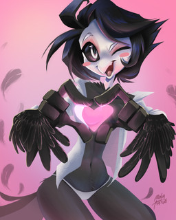 alternate_universe anthro big_hands black_hair black_sclera blush blush_stickers clothed clothing crotch_tuft female gesture hair heart_gesture kneeling looking_at_viewer open_clothing open_shirt open_topwear shirt simple_background smile solo topwear tuft underwear white_clothing jaminymiller dreemurr_reborn undertale undertale_(series) cheerie avian bird 4:5 absurd_res hi_res