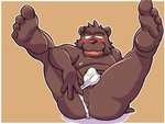 anthro anus asian_clothing belly blush brown_body brown_fur bulge butt clothing clothing_aside cute_fangs east_asian_clothing fangs fundoshi fur humanoid_hands japanese_clothing kemono male moobs nipples overweight overweight_anthro overweight_male simple_background solo teeth underwear underwear_aside oogamikennta bear mammal 2016 4:3 pillarbox