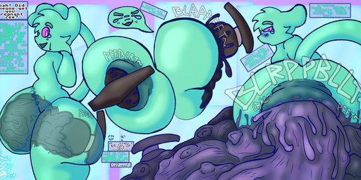 ambiguous_gender anthro blocked_feces blue_feces colored_feces constipation duo excessive_feces fart farting_out_buttplug farting_out_object feces hyper hyper_feces male onomatopoeia plug_(sex_toy) plug_after_use plug_in_ass pooping pooping_on_floor sex_toy solo sound_effects text unusual_feces x-ray_view swirlspicysoup zee_(helloimfurry) alien sarumon_(helloimfurry) english_text hi_res