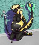 anthro belly big_belly bloated breasts devv dragon enema featureless_breasts female inflation liquid_inflation mythological_creature mythological_scalie mythology scalie solo swell swollen tail water water_inflation