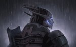 armor cybernetic_arm cybernetic_face cybernetic_limb cybernetics glowing glowing_eyes glowing_mouth hood machine male outside raining solo water wet reiline bioware electronic_arts mass_effect saren_arterius alien cyborg turian hi_res