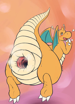 1_horn 3_fingers 3_toes abstract_background ambiguous_gender antennae_(anatomy) anthro anus anus_focus big_anus biped blue_body blush bodily_fluids bottom_heavy breath butt claw_fingers claw_toes countershade_tail countershade_torso countershading drooling emanata feet fingers gaping gaping_anus grey_eyes heart_symbol horn huge_anus hyper hyper_anus hyper_gape looking_pleasured membrane_(anatomy) membranous_wings monobutt musk musky_anus null orange_body pose rear_view rounded_snout saliva scales semi-anthro simple_background snout solo sweat tail tailbutt tan_body tan_countershading tan_scales tapering_tail thick_tail three-quarter_view toes toony ventral_scales wide_crotch wings miradrgn nintendo pokemon dragonite generation_1_pokemon pokemon_(species) 2022 flat_colors hi_res
