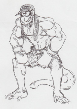 anthro baseball_cap biceps boxing_gloves boxing_shorts clothed clothing feet frown handwear hat headgear headwear male muscular muscular_male pecs prehensile_feet solo toes topless wuffinarts donkey_kong_(series) nintendo diddy_kong haplorhine mammal monkey primate hi_res
