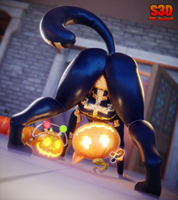 anthro breasts butt candy clothing confusion curious dessert female food fruit holidays plant pumpkin pumpkin_pail solo suit tail shachath3d twilightv0ids_(modeler) epic_games fortnite halloween spice_(fortnite) felid mammal 3d_(artwork) absurd_res digital_media_(artwork) hi_res