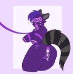 anthro arms_tied balls bdsm bodily_fluids bondage bondage_gear bound bulge butt chicken-wing_tied clothed clothing collar cum cum_in_ass cum_in_mouth cum_inside genital_fluids genitals latex latex_clothing leash male solo nitrus max_(maxfloof) hyena mammal hi_res