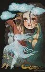 anthro big_breasts breasts female group pregnant pregnant_female veil panoramango asian_mythology east_asian_mythology japanese_mythology mythology avian elemental_creature ghost humanoid mythological_avian mythological_creature nure-onna okubi spirit tsurubebi ubumetori yokai 2021 absurd_res hi_res