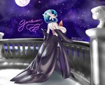 big_breasts blue_hair breasts clothed clothing dress female hair moon night not_furry solo star zacianswords nintendo pokemon generation_6_pokemon humanoid mega_evolution mega_gardevoir pokemon_(species) shiny_pokemon