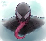 black_body bodily_fluids corruption fangs male muscular muscular_humanoid muscular_male open_mouth open_smile saliva saliva_on_tongue sharp_teeth simple_background smile solo teeth tongue tongue_out white_body smutbase marvel venom_(marvel) alien humanoid symbiote