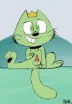 anus balls crown feral fur genitals green_body green_fur headgear looking_at_viewer male outside penis quadruped solo toony kippykat nickelodeon the_fairly_oddparents cosmo_(fop) domestic_cat felid feline felis mammal hi_res sketch