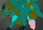 anus backsack balls butt feathered_wings feathers feral fur genitals green_body green_fur horn knot male penis perineum quadruped rear_view solo tail wings q-blackbun mythology sehiny dragon furred_dragon furred_scalie mythological_creature mythological_scalie scalie hi_res